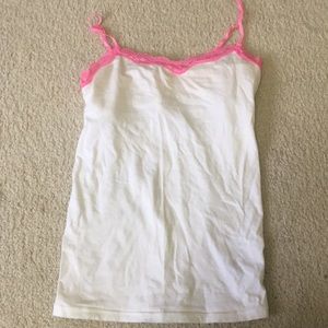 White with Pink Lace Tank Top